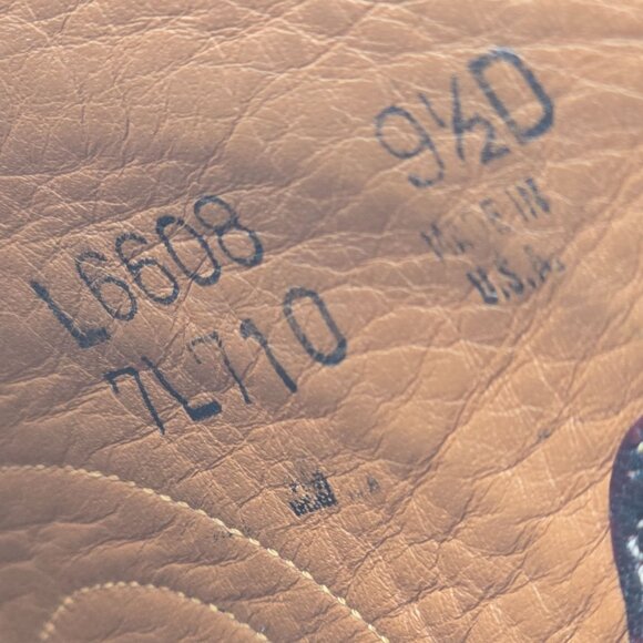 Vintage Lucchese Mens 9.5D Black Cherry Burgundy Leather Cowboy Western Boots - Picture 7 of 16